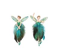 Gisela Graham : Large Peacock Fairy Decoration (set of 2)