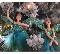 Gisela Graham : Large Peacock Fairy Decoration (set of 2)
