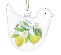 Gisela Graham Lemon Bird Glass Bauble - Elegant Easter Hanging Decoration