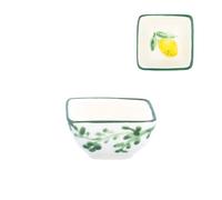 Gisela Graham Lemon Design Mini Square Bowl, Nibbles Bowl