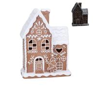 Gisela Graham Light Up Gingerbread House Christmas Decoration - Resin Festive House Ornament with Snowy Icing Detail - Christmas Home Décor