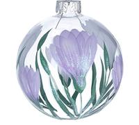 Gisela Graham Lilac Crocus Spring New Beginnings Floral Translucent Painted Glass Bauble Christmas Tree Decoration