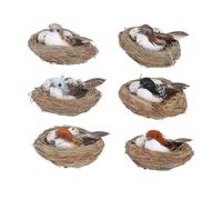 Gisela Graham London Clip on Easter Decorations Birds with Eggs in Nest, Set of 6