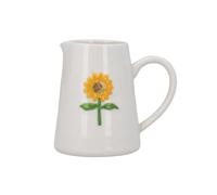 Gisela Graham London Embossed Sunflower Mini Serving Jug, White Stoneware, 150ml Capacity, Jug Shape
