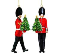 Gisela Graham London Guard with Christmas Tree Wooden Hanging Decorations (Set of 2)