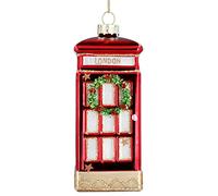Gisela Graham London Red Phone Box Glass Hanging Christmas Decoration