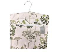 Gisela Graham London Spring Hedgerow Fabric Peg Bag with Hanging Hook, Botanical Laundry Peg Storage, Washing Line Accessory, Green and White