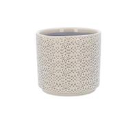 Gisela Graham London Stoneware Plant Pot Cover, Light Grey Tile Design,12cm x 14cm, Glazed