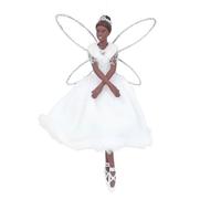 Gisela Graham Luxury Resin Fairy with White Fabric Dress Tree Decoration