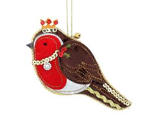 Gisela Graham Luxury Robin Fabric Christmas Tree Decoration
