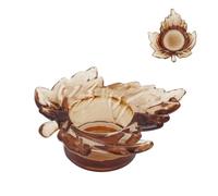 Gisela Graham Maple Leaf Glass Tea Light Holder, Amber, 10cm Diameter