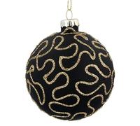 Gisela Graham Matt Black Glass Ball/Bauble with Gold Swirls