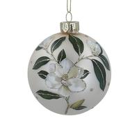 Gisela Graham Matt Cream Magnolia Glass Ball Hanging Decoration