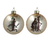 Gisela Graham Matt Gold Stick Man & Family Glass Bauble, Set of 2, 8cm