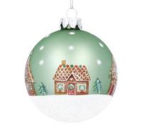 Gisela Graham Matt Green Bauble with Gingerbread House