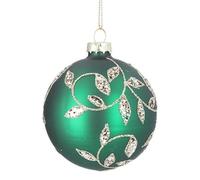Gisela Graham Matt Green Bauble with Gold Leaves