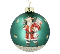 Gisela Graham Matt Green Nostalgia Santa Glass Bauble