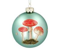 Gisela Graham Matt Pale Green Glass Bauble with Toadstool Decoration