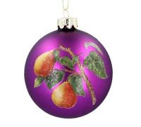 Gisela Graham Matt Purple Glass Bauble with Fruit Decoration