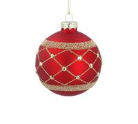 Gisela Graham Matt Red Bauble with Diamante Trellis, 8cm