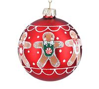 Gisela Graham Matt Red Gingerbread Men Glass Bauble, Christmas