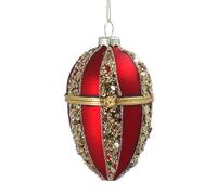 Gisela Graham Matt Red & Gold Glass Egg Bauble Container