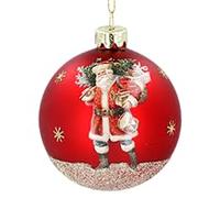 Gisela Graham Matt Red Nostalgia Santa Glass Bauble