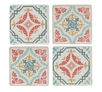 Gisela Graham Mediterranean Tile Design Square Resin Coasters, Terracotta, 10cm, Set of 4