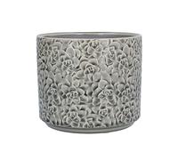 Gisela Graham Medium Grey Succulents Ceramic Pot Cover