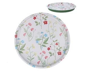 Gisela Graham Metal Serving Tray, Spring Meadow Flowers, 33cm