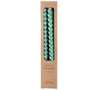 Gisela Graham Metallic Dark Green Twist Taper Candles (Box of 2)