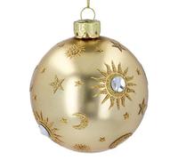 Gisela Graham Metallic Gold Bauble with Moon/Stars/Sun