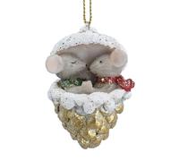 Gisela Graham Mice in Gold Cone Hanging Christmas Tree Decoration