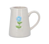 Gisela Graham Mini Serving Jug, Embossed Blue Flower, White Stoneware, 100ml