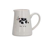 Gisela Graham Mini Serving Jug, Embossed Cow Design, White Stoneware, 100ml