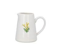 Gisela Graham Mini Serving Jug, Embossed Yellow Mimosa Flower, White Stoneware, 100ml