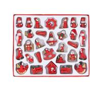 Gisela Graham Miniature Wooden Red Traditional Christmas Tree Decorations