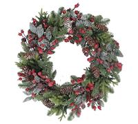 Gisela Graham Mixed Fir Cone and Red Berry Wreath, 55cm
