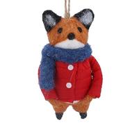 Gisela Graham Mixed Wool Fox with Red Coat and Scarf Hanging Decoration