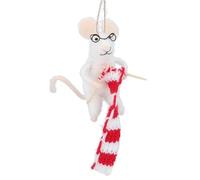 Gisela Graham Mixed Wool White Mouse Knitting Scarf Decoration