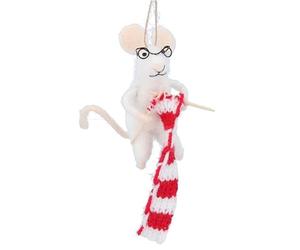 Gisela Graham Mixed Wool White Mouse Knitting Scarf Decoration