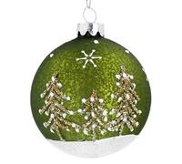 Gisela Graham Mottled Green Glass Bauble with Tree Design