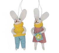 Gisela Graham Mr & Mrs Bunny in Knitwear Easter Decorations
