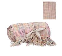 Gisela Graham Multicoloured Soft Touch Cotton Throw Blanket, Striped, 125cm x 150cm