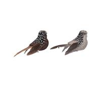 Gisela Graham Natural Feather & Glitter Clip on Bird Decorations