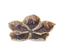 Gisela Graham Natural Hibiscus Flower Shaped Trinket Dish, 17cm, Reactive Glaze