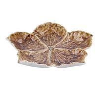Gisela Graham Natural Hibiscus Flower Shaped Trinket Dish, Large, Reactive Glaze