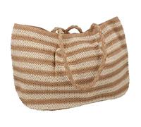 Gisela Graham Natural Striped Crochet Oversized Shopper Bag, Jute, Beige, 48cm x 33cm