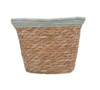Gisela Graham Natural Woven Plant Pot with Coloured Rim (Blue, Large)