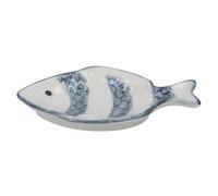 Gisela Graham Nautical Fish Shaped Trinket Dish, Grey Stripe, 11cm